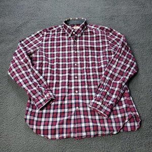 J Crew Plaid Button Down Shirt Mens Size L Large Long Sleeve Red Cotton